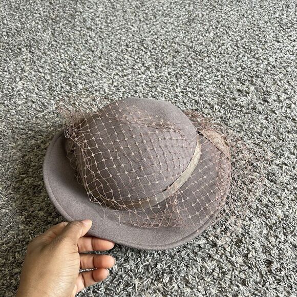 GEORGE Michael Howard WOMEN'S 100% Wool Front Face Hat Taupe Brown Vintage - Picture 5 of 9